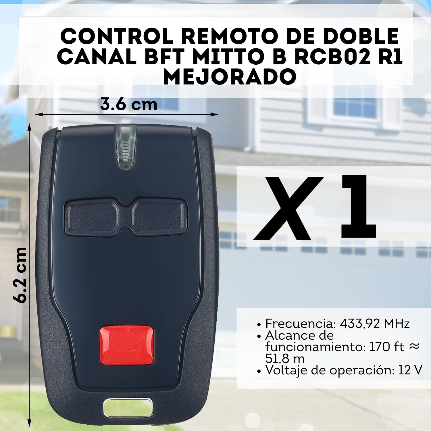 Control remoto de doble canal BFT Mitto B RCB02 R1 mejorado
